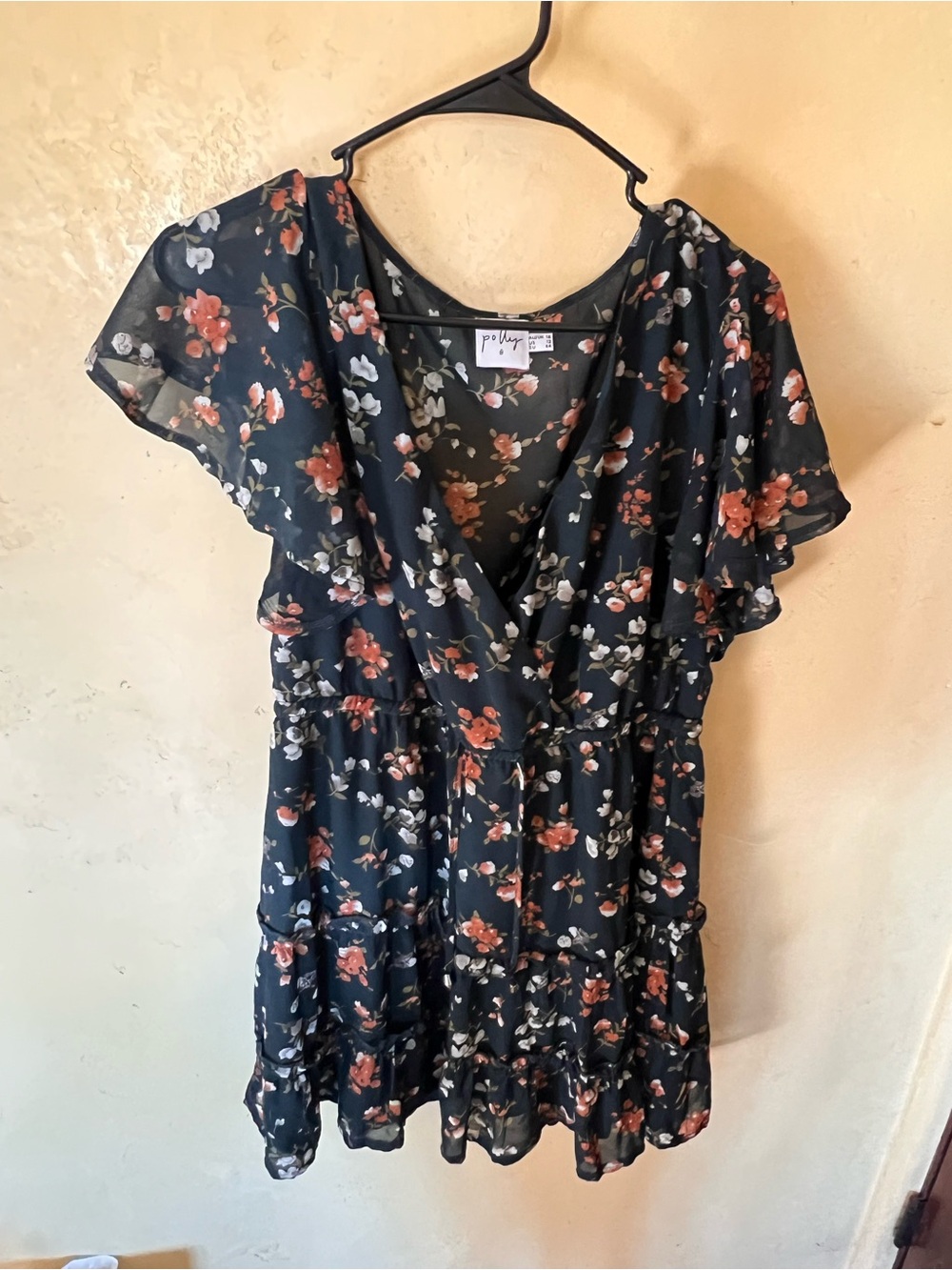 Princess Polly Black Floral Ruffle V-Neck dress